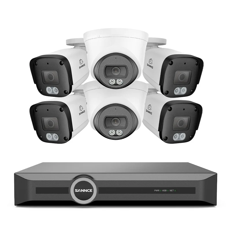 4K POE Security Camera System w/ Audio, S+265., AI Detection, Dual-Light Color Night Vision, IP67 Waterproof (8CH+6 Cams)