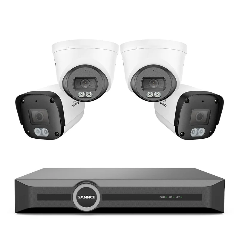 4K POE Security Camera System w/ Audio, AI Detection, Dual-Light Color Night Vision, IP67 Waterproof (8CH+4 Cams)