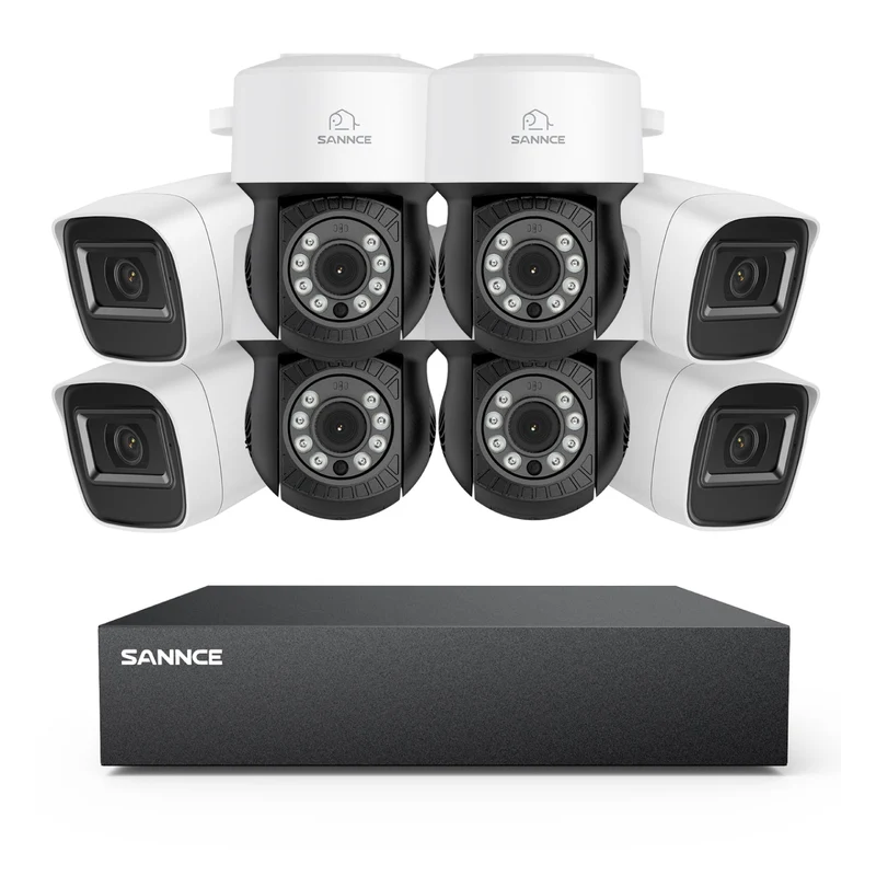 1080P 8 Channel PT Security Camera System - Hybrid 5-in-1 DVR, Pan & Tilt CCTV Camera, 100 ft Night Vision, Motion Detection, Outdoor, Waterproof