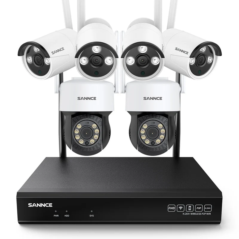 8MP 10-Channel Wireless PT & Bullet Security Camera System, Pan & Tilt, Two-Way Audio, IP66 Waterproof, Smart AI Human Detection, Work With Alexa