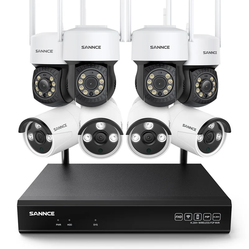 8MP 10-Channel Wireless PT & Bullet Security Camera System, Pan & Tilt, Two-Way Audio, IP66 Waterproof, Smart AI Human Detection, Work With Alexa