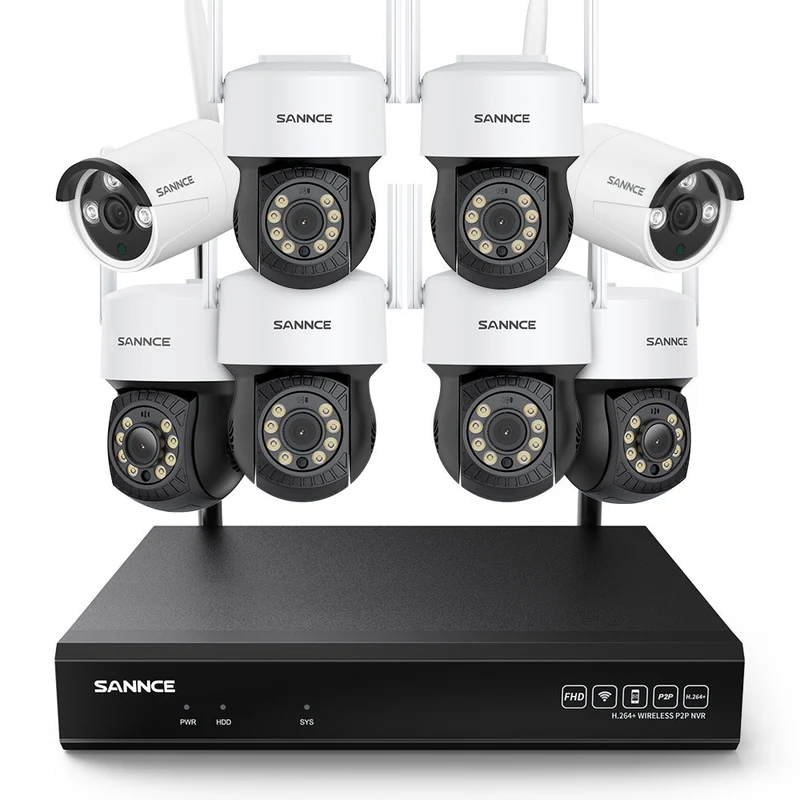 8MP 10-Channel Wireless PT & Bullet Security Camera System, Pan & Tilt, Two-Way Audio, IP66 Waterproof, Smart AI Human Detection, Work With Alexa