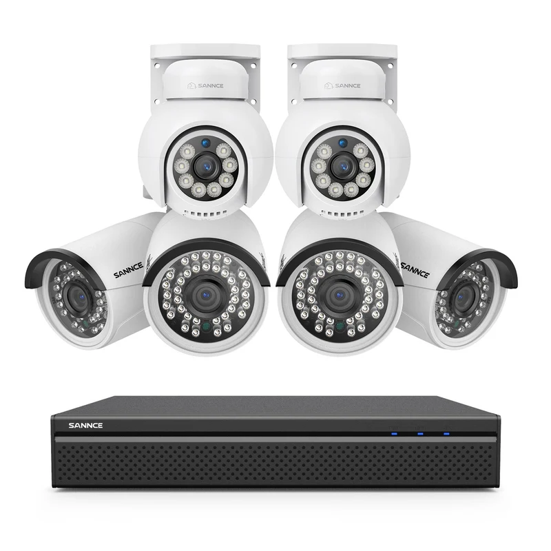 10 Channel 4K 24/7 PoE Security Camera System, 8MP Pan-Tilt Turret & Bullet IP Cameras, AI Human/Vehicle Detection, Two-Way Audio