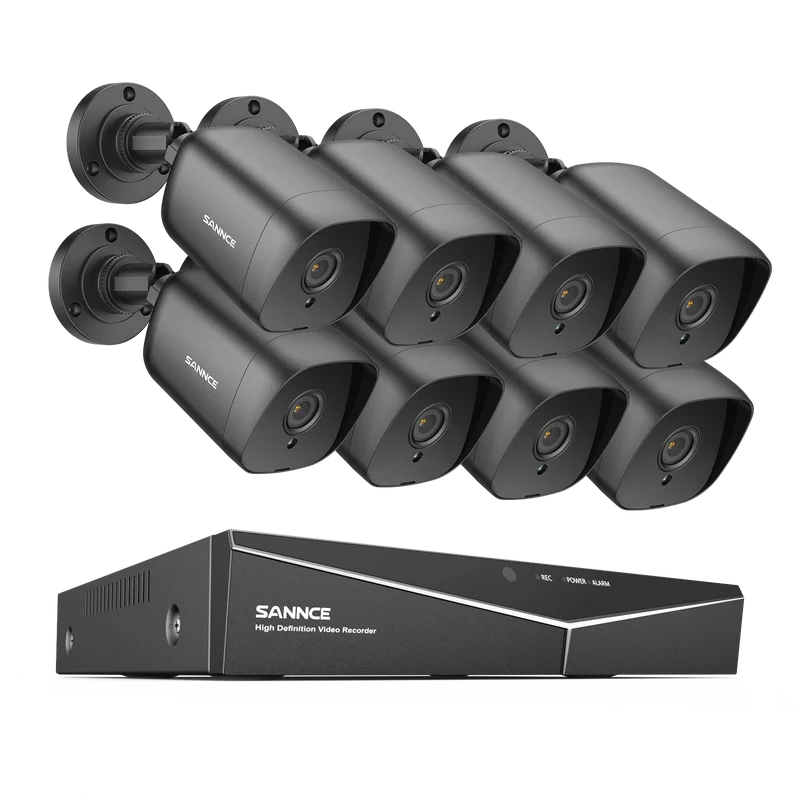 5MP 8 Channel Security Cameras System - Hybrid 5-in-1 CCTV DVR, Motion Detection, IP66 Weatherproof