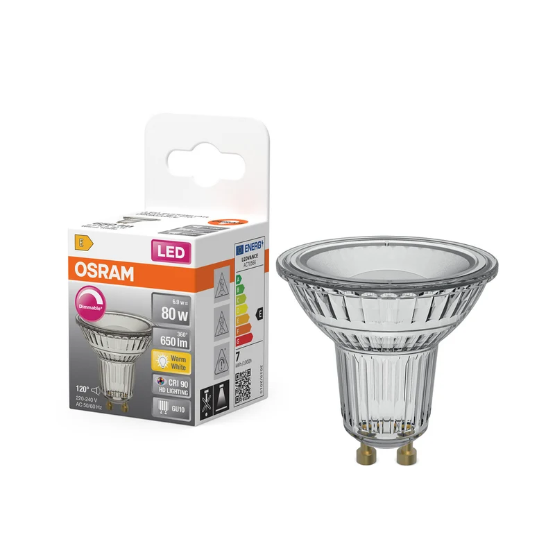 Foco LED OSRAM SUPERSTAR PAR16 regulable (ex 80W) 6.9W / 2700K Blanco cálido GU10