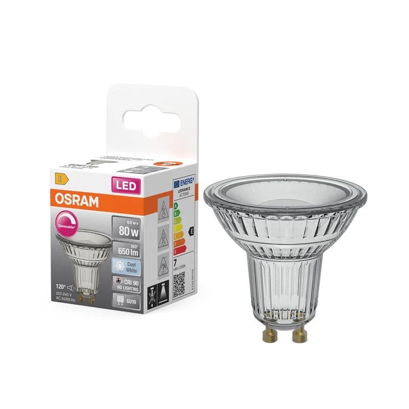 OSRAM LED SUPERSTAR PAR16 LED Spot mate, regulable (equivalente a 80 W) 6,9 W / 4000 K blanco frío GU10