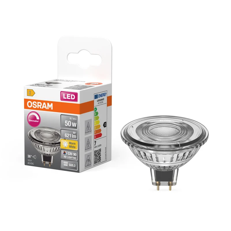 Lámpara LED OSRAM SUPERSTAR MR16 12 V 6,8 W 927 GU5.3, 621 lm, 2700 K, Blanco cálido