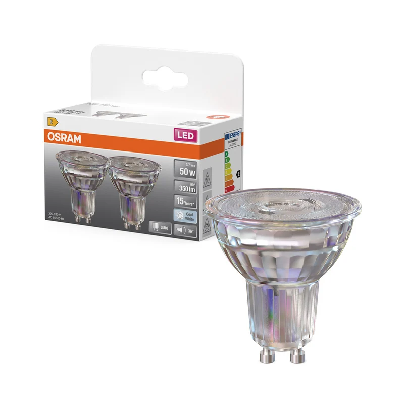 Lámpara reflectora LED OSRAM LED STAR PAR16 4,3 W 840 GU10 350 lm, 4000 K, blanco frío, paquete de 2