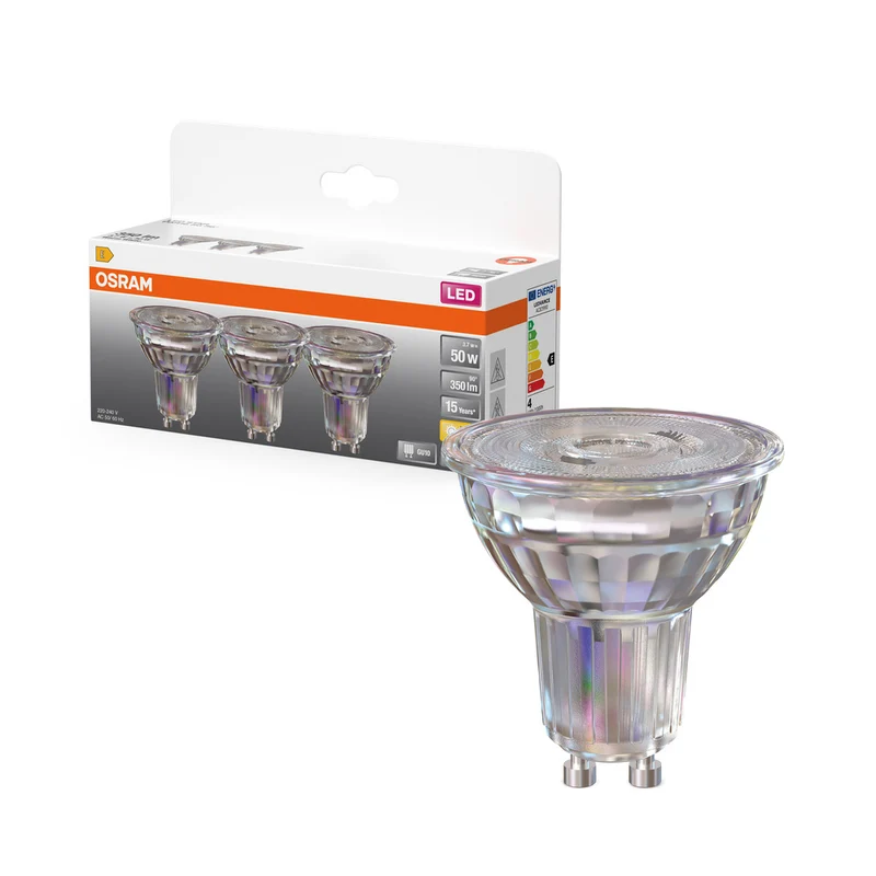 Lámpara LED reflectora OSRAM LED STAR PAR16 3,7 W 827 GU10 350 lm, 2700 K, blanco cálido, paquete de 3