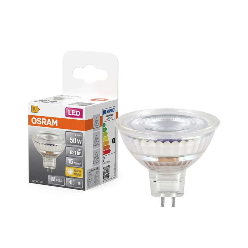 Foco LED OSRAM LED STAR MR16 de 12 V (ex 50 W) 6,5 W / 2700 K blanco cálido GU5.3