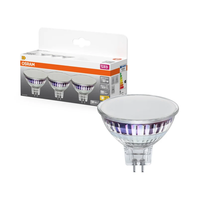 Lámpara LED reflectora OSRAM SPOT MR16 GL 50, 5,3 W, 630 lm, GU5.3, blanco cálido