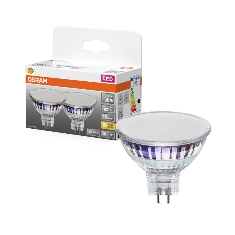 Lámpara reflectora LED OSRAM SPOT MR16 GL 50, 6,5 W, 630 lm, GU5.3, blanco cálido