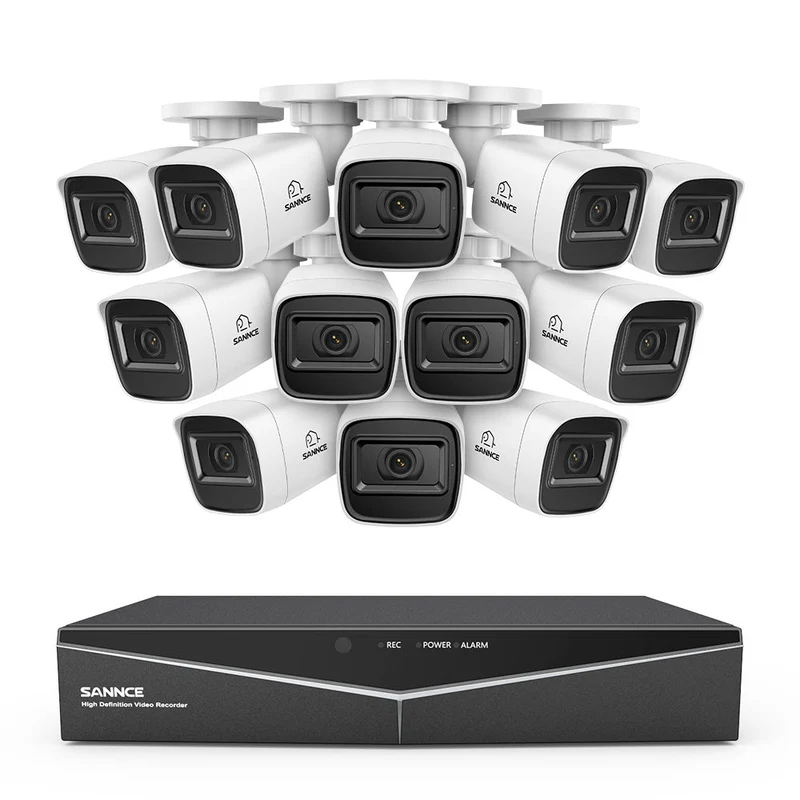 1080p 16 Channel 12 Camera Outdoor Wired Security System, Smart Motion Detection, 100 ft Infrared Night Vision, IP67 Weatherproof