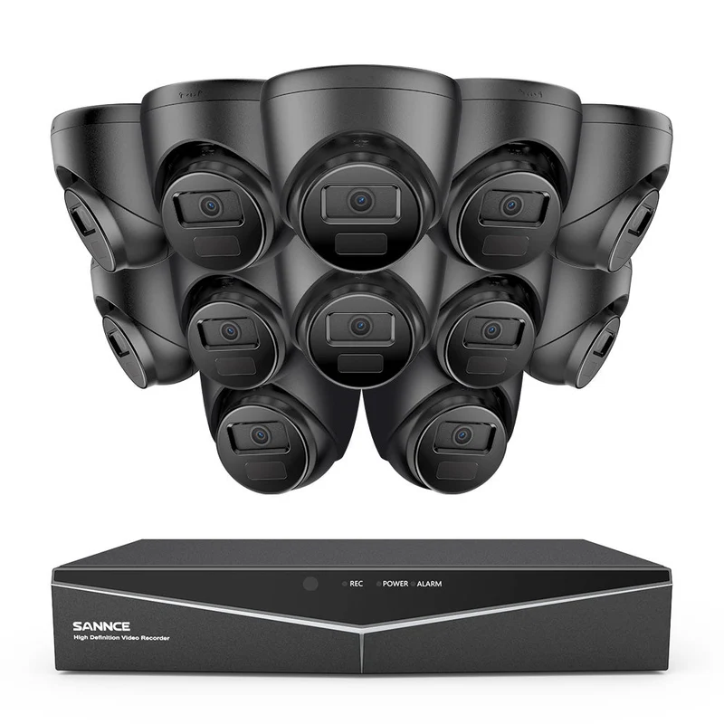 1080p 16 Channel 12 Camera Outdoor Wired Security System, Smart Motion Detection, 100 ft Infrared Night Vision, IP66 Weatherproof