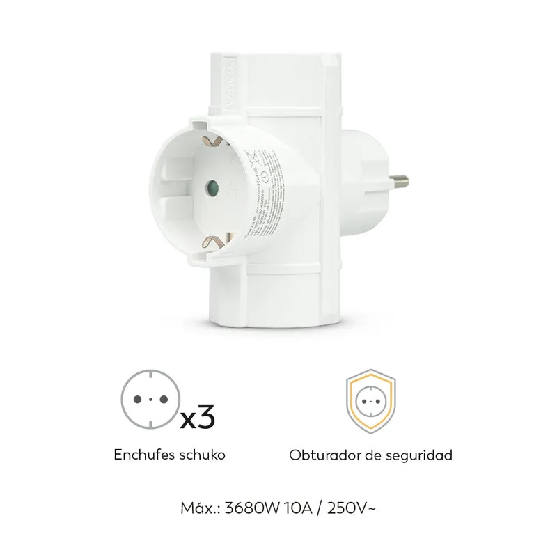 Adaptador De Pared Triple Lateral