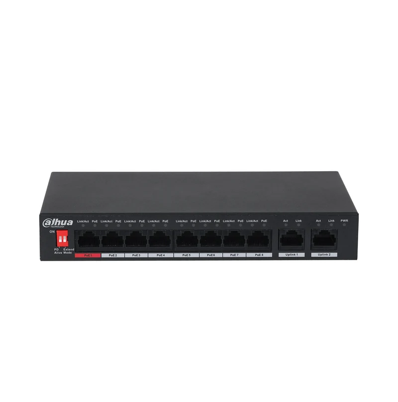 Switch PoE de 8 puertos POE + 2uplink 10/100 Wharchdog distancia de 250M Marca: Dahua