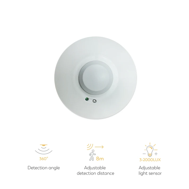 Detector de Movimiento Microondas de Superficie para Techo 360º