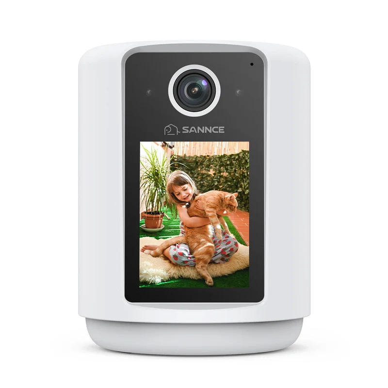 SANNCE 2K Battery Powered Wire-Free IP Camera with 2.4 inch Screen, Soft Night Light, One Click Call, Two-Way Audio WiFi Baby Monitor for Home Security Dog/Cat/Puppy, Night Vision, AI Motion Detection
