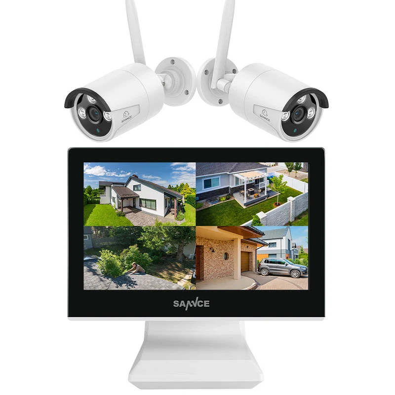 10 Channel Wireless Security Camera System, 5MP NVR w/ 10.1'' LCD Monitor, 2 pcs IP Cameras AI Human Detection, Remote Access & Smart Motion Alerts, Work with Alexa