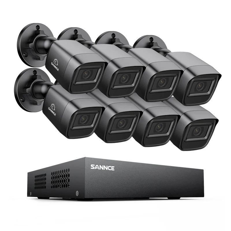 8 Channel 1080P Wired Security Camera System - Hybrid DVR, 8pcs 2MP Bullet Cameras, Outdoor & Indoor, Smart Motion Detection, Remote Access
