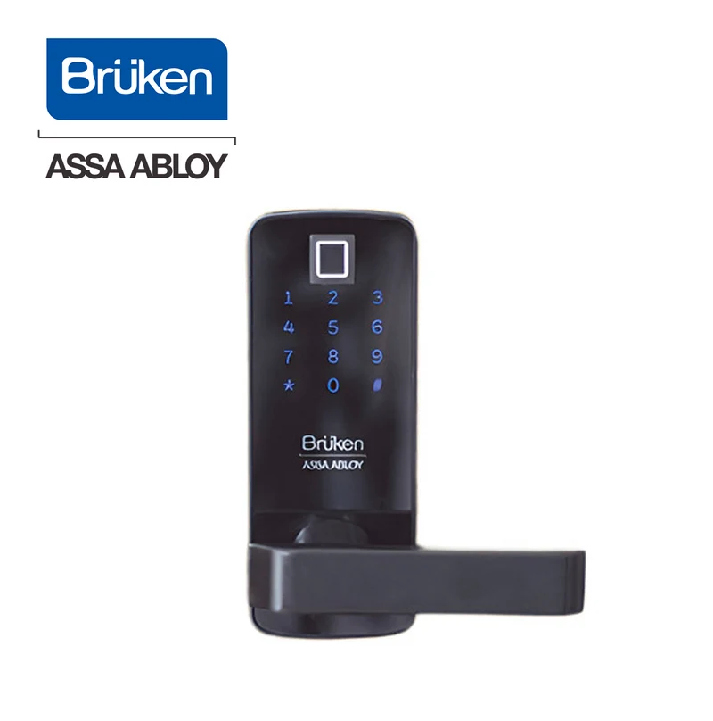 Cerradura inteligente con manija para puerta de madera BRK3551B Marca: BRUKEN ASSA ABLOY