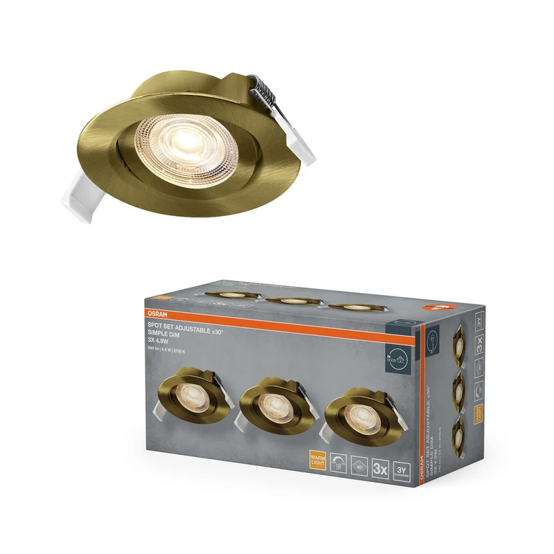 Conjunto de focos empotrables OSRAM LED Spot Recess Simple DIM 4,9 W 40° Latón verde ⌀75 mm