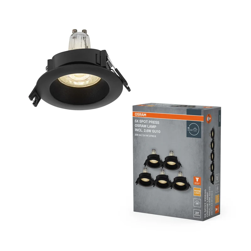 Foco empotrable LED OSRAM Spot Recess GU10 2,6 W negro ⌀68 mm