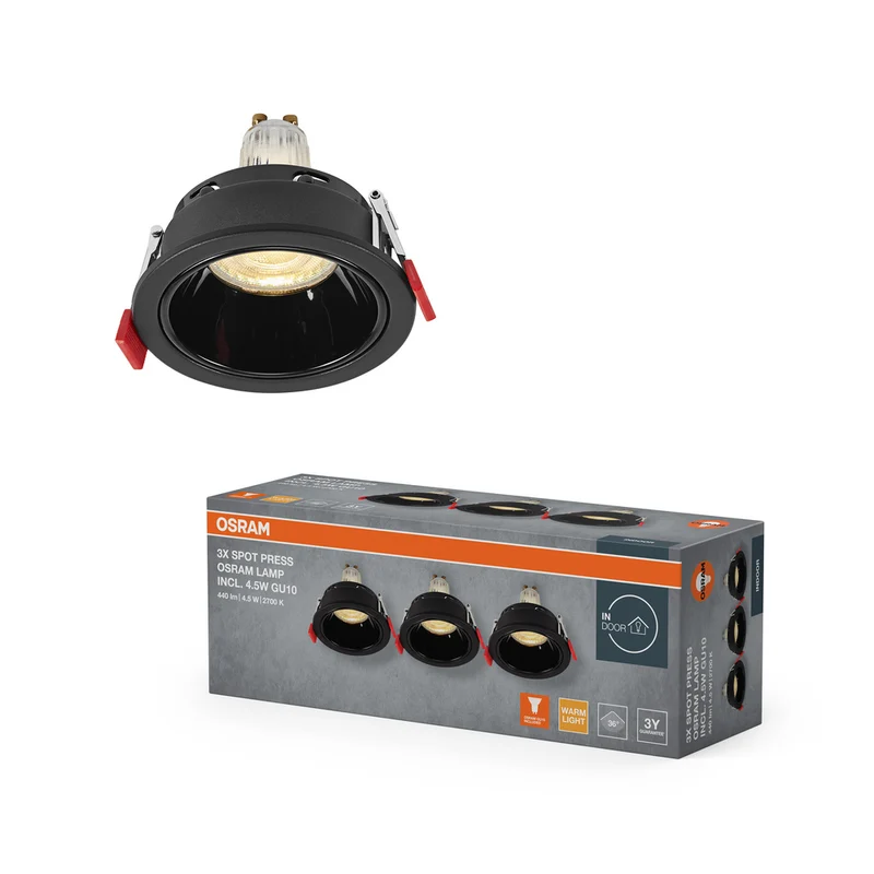 Foco empotrable LED OSRAM Spot Recess GU10 4,5 W negro ⌀75 mm