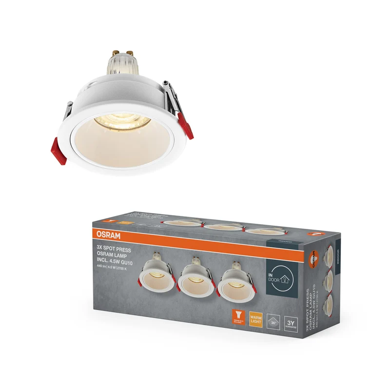Conjunto de focos empotrables OSRAM LED Spot Recess GU10 4,5 W blanco ⌀75 mm