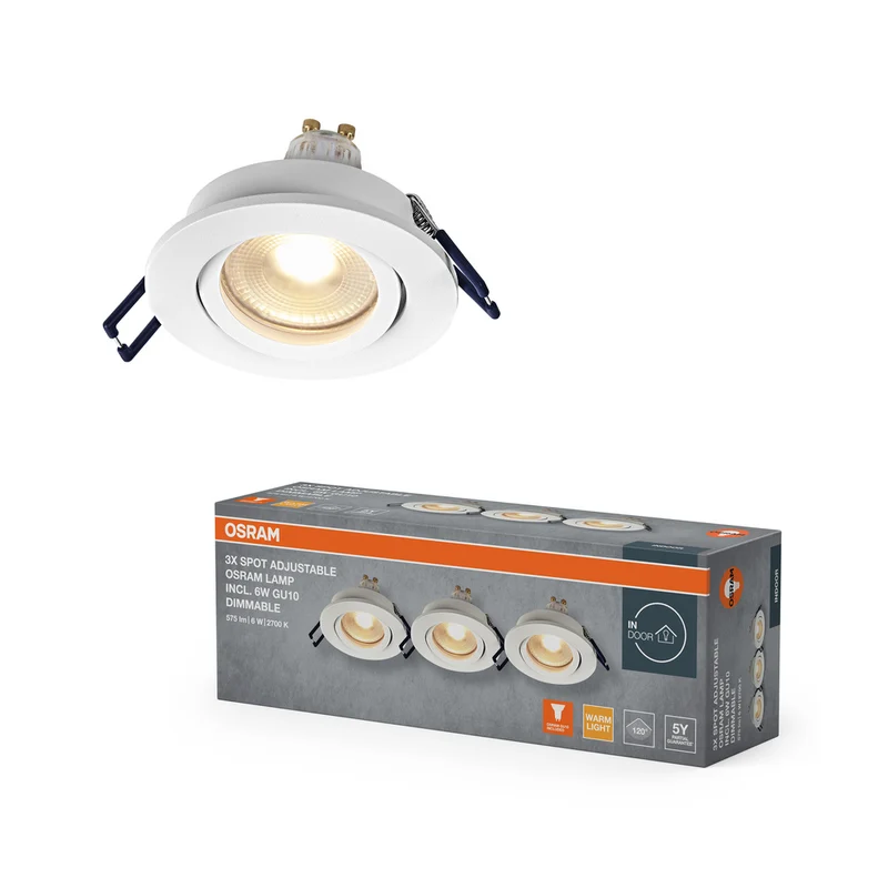 OSRAM LED Spot Juego de focos empotrables GU10 IP65 4,5 W Blanco ⌀68 mm