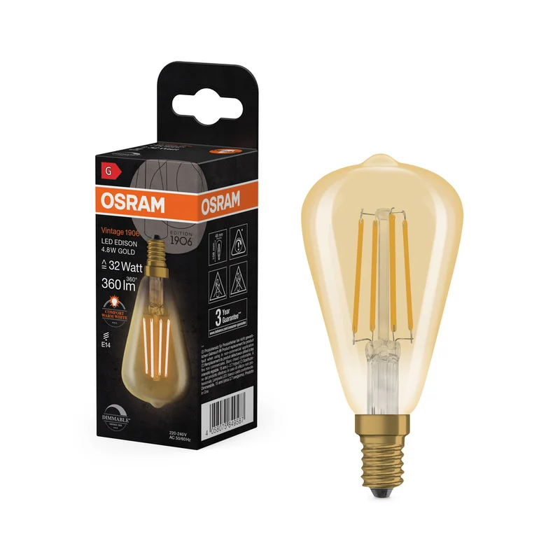 OSRAM Vintage 1906® LED Classic Edison regulable 4.8W 822 Oro E14 1