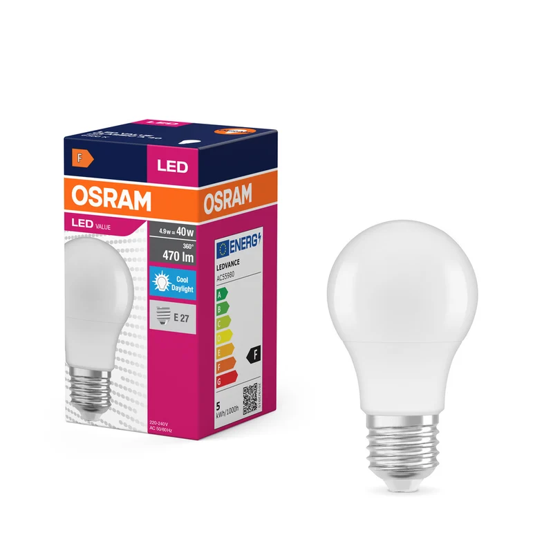 OSRAM LED VALUE Classic A 4,9 W 865 mate E27