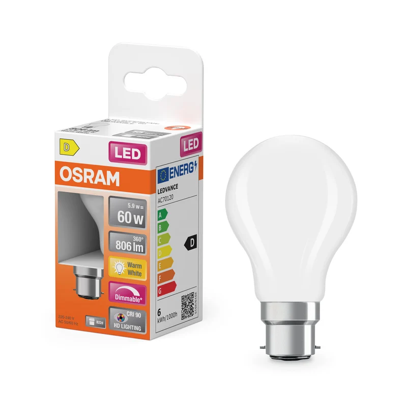 OSRAM LED SUPERSTAR Plus Classic A Filamento 5.9W 927 mate B22d