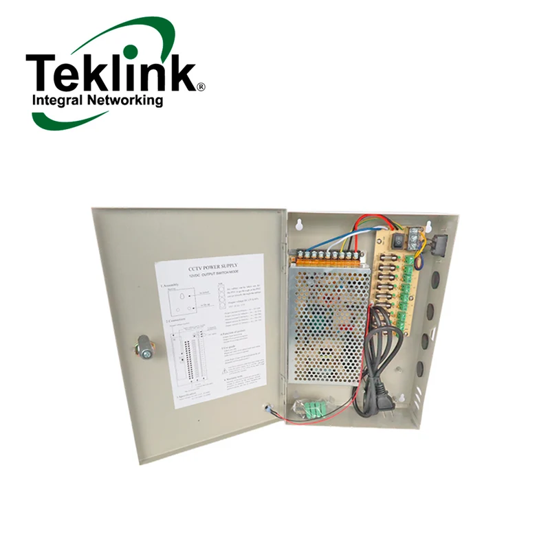 Fuente de poder 9ch centralizada 12 voltios 9 amperios 9 canales PS12V20A-9CH Marca: Teklink