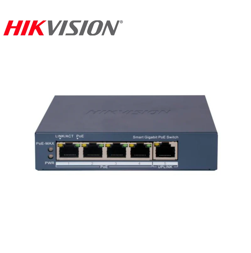 Switch Hikvision 4 puertos Gigabit PoE + 1 puerto Gigabit RJ45 administrable DS-3E1505P-EI(O-STD) (E) Marca: Hikvision