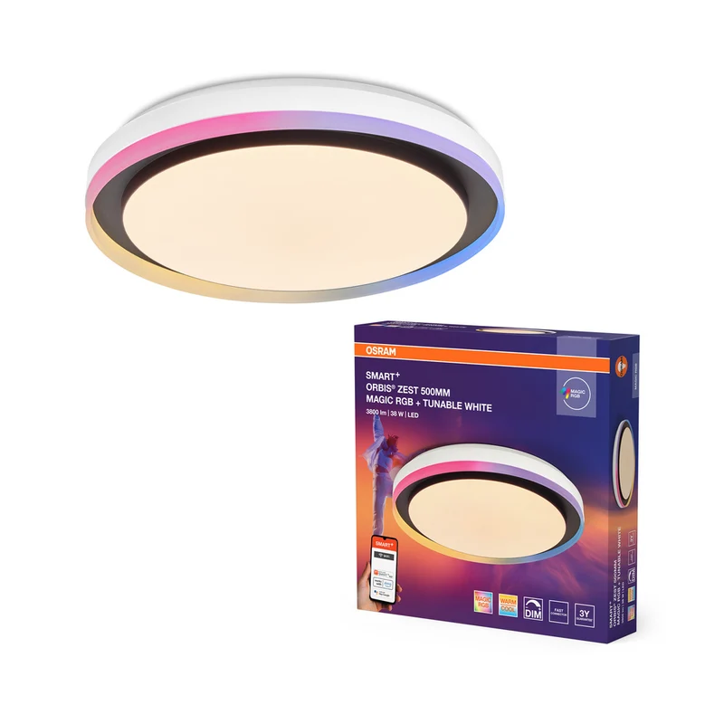 Lámpara de techo OSRAM SMART + WIFI Magic, blanco/negro, 38 W, 50 cm, 1050 lm