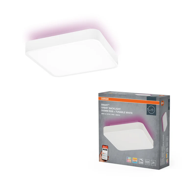 Lámpara de techo LED OSRAM Wifi SMART+ ORBIS BACKLIGHT RGBW Multicolor 35x35cm Blanco modulable 28W / 3000-6500K