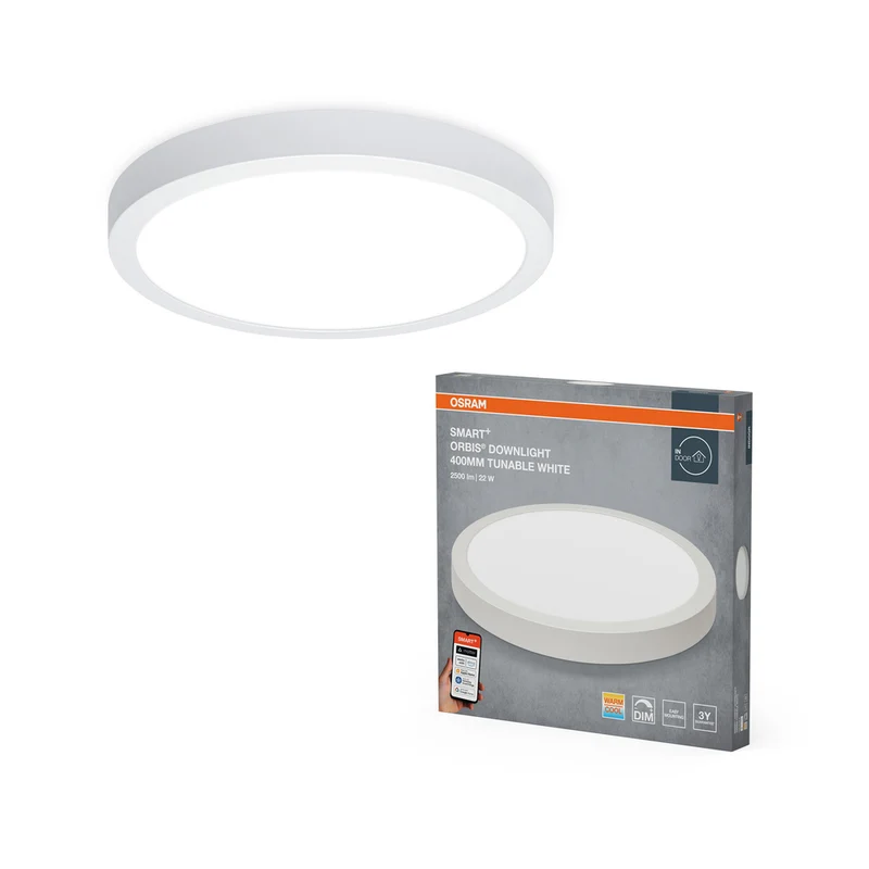 OSRAM Matter SMART+ LUZ DE SUPERFICIE DOWNLIGHT TW / 22 W, 220…240 V, Blanco Ajustable, 3000…6500 K