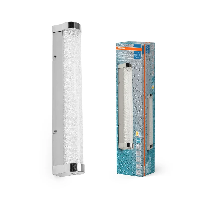 Espejo de baño/aplique OSRAM ORBIS Tube, vidrio burbuja, 9 W, 40 cm, cromo
