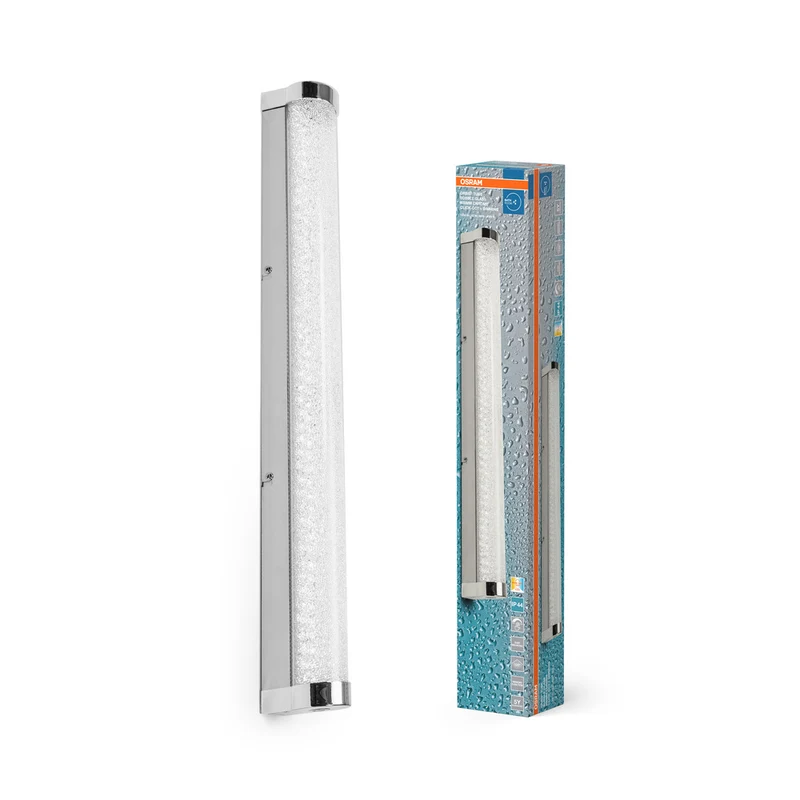 Espejo de baño/aplique OSRAM ORBIS Tube, vidrio burbuja, 12 W, 60 cm, cromo