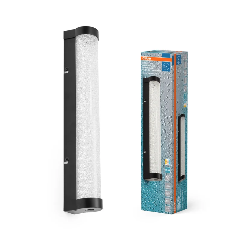 Espejo de baño/aplique OSRAM ORBIS Tube, vidrio burbuja, 9 W, 40 cm, color negro
