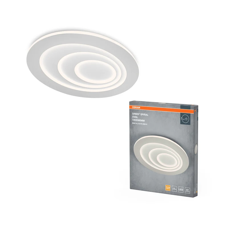 Lámpara de techo OSRAM ORBIS SPIRAL OVAL, blanca, 63 W, 5000 lm