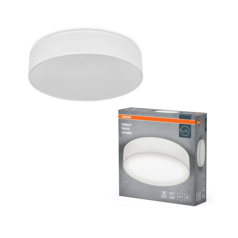 Lámpara de techo OSRAM ORBIS PARIS de 400 mm, blanca, 2 bombillas E27