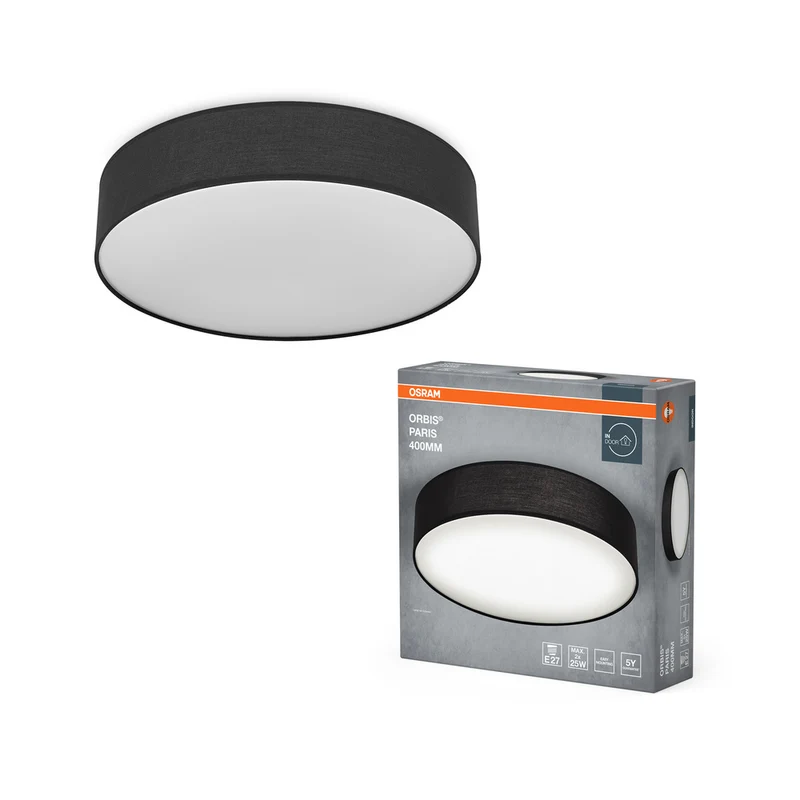 Lámpara de techo OSRAM ORBIS PARIS de 400 mm, negra, 2 bombillas E27
