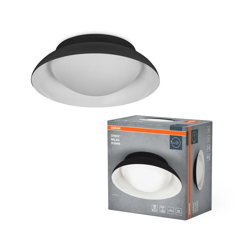 Lámpara de techo OSRAM ORBIS MILAN 305 mm, negra, 2 bombillas E27