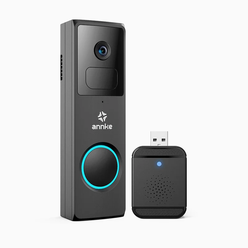 Whiffle - Cámara de timbre inalámbrica 1080P, Campo de visión de 148°, Alimentada por batería de 4800mAh, Detección de movimiento, Audio bidireccional, Almacenamiento en la nube y tarjeta TF, Compatible con Alexa