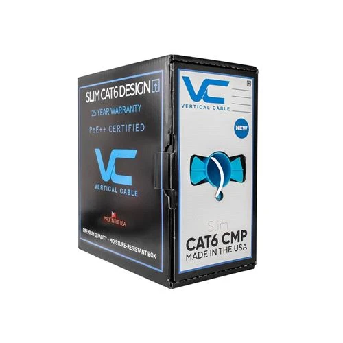 Cables de Red Vertical Cable 166 Series Cat6 550MHz UTP 23AWG 8C Plenum Solid Bare Copper 1000ft Bulk Ethernet Cable Blanco