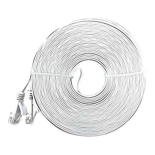 Cables de Red PPA 50 Ft. Flat CAT 6 Molded Snagless Ethernet Cable Blanco