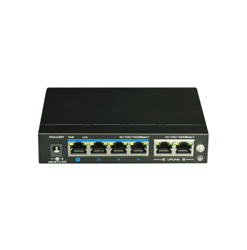 Switch Poe de 4 puerto para cámara IP, más 2 puertos Marca: Genérica