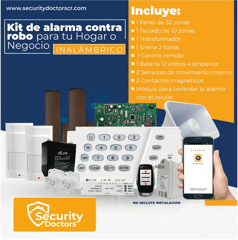 Kit de alarma contra robo INALÁMBRICA con módulo para controlar la alarma con el celular KIT004